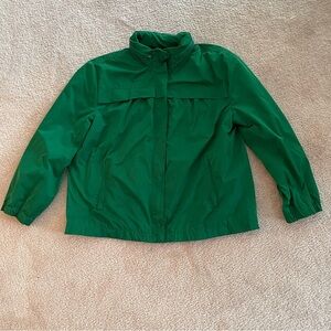 Liz Claiborne Women XL Green Vented Hidden Zipper Hooded Windbreaker Raincoat